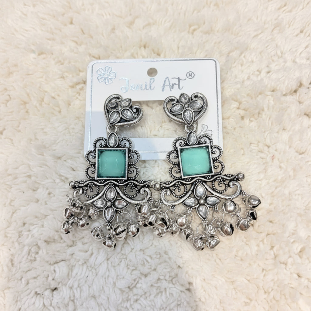 Silver & Aqua Statement Drop Earrings