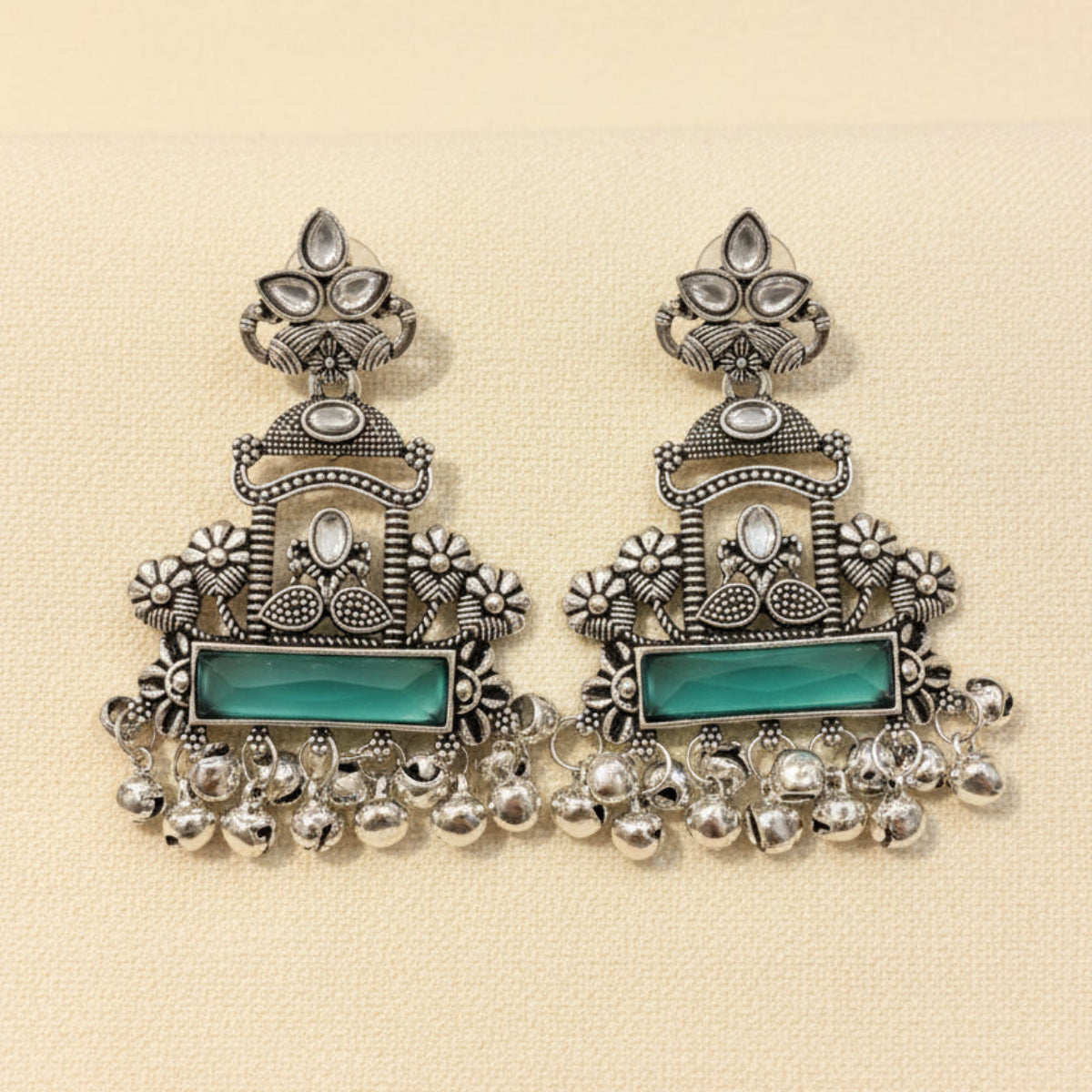 Silver & Aqua Statement Drop Earrings