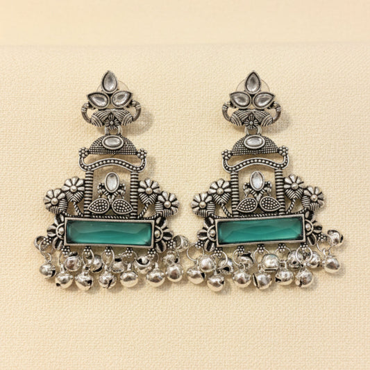 Silver & Aqua Statement Drop Earrings