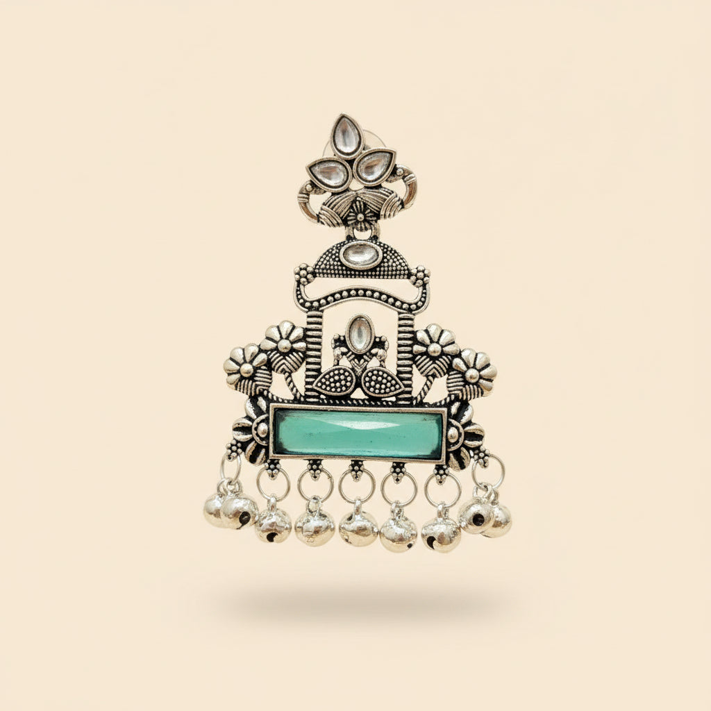 Silver & Aqua Statement Drop Earrings