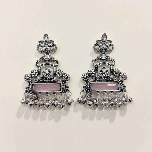 Silver & Dusty Pink Statement Earrings