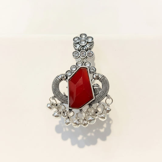 Silver & Red Stone Earrings