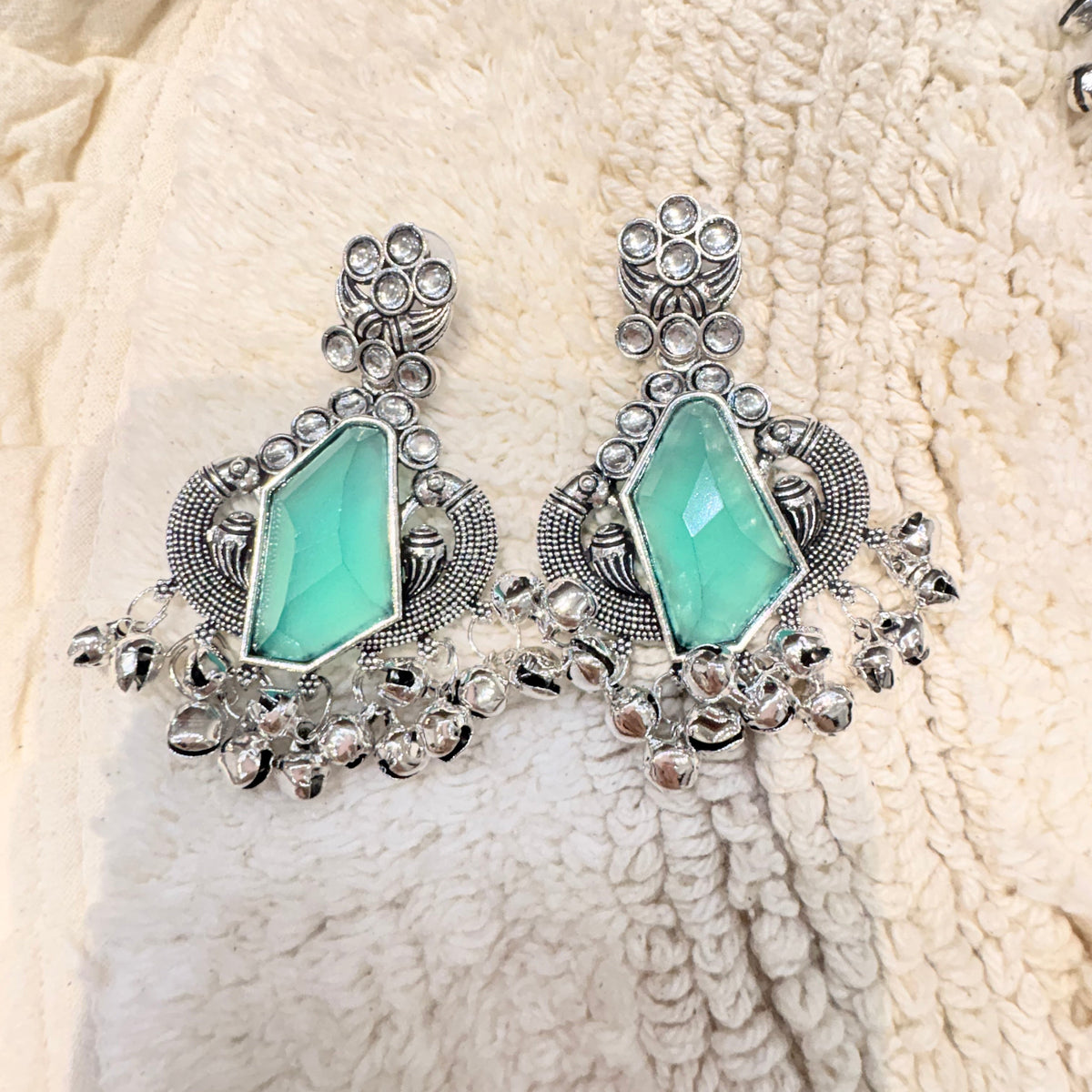 Silver & Aqua Stone Earrings