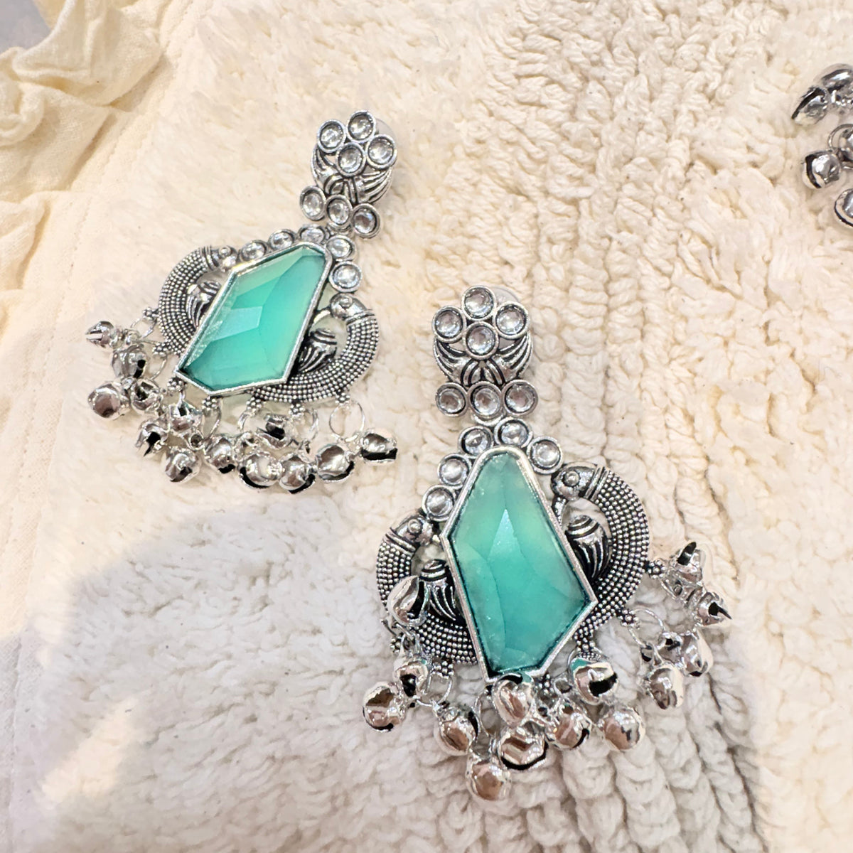 Silver & Aqua Stone Earrings
