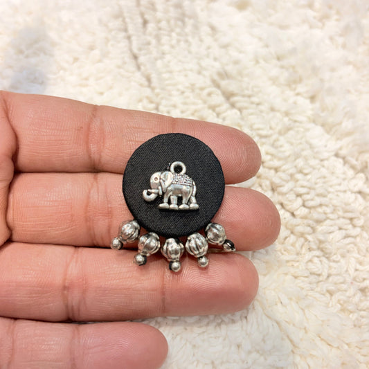 Silver & Black Elephant Statement Earrings