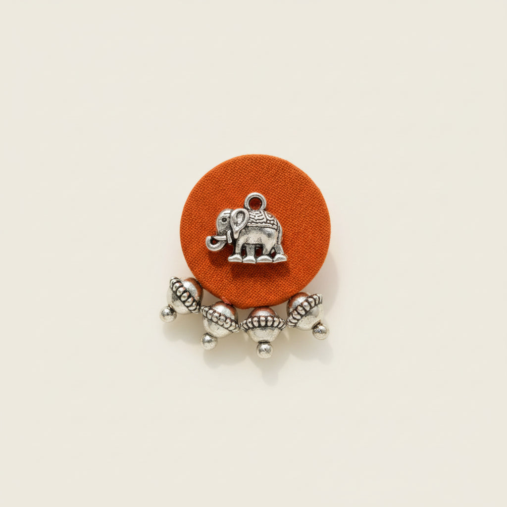 Silver & Orange Elephant Earrings