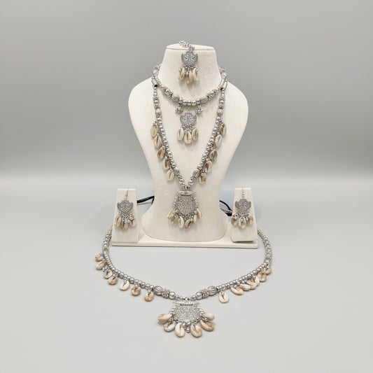 Oxidised Silver Cowrie Shell Jewellery Set