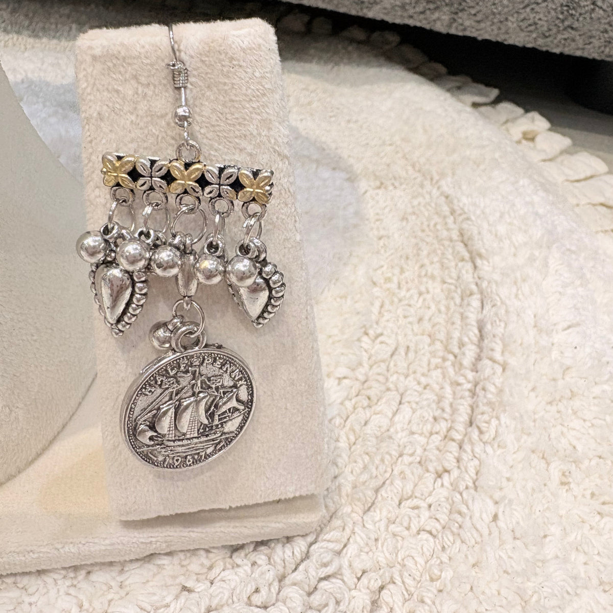 Antique Silver Peacock Statement Necklace Set