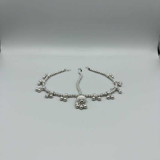 Oxidized Silver Beaded Maang Tikka Headpiece