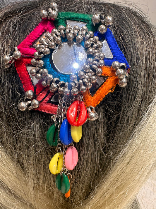 Multicolor Mirror & Shell Hair Accessory