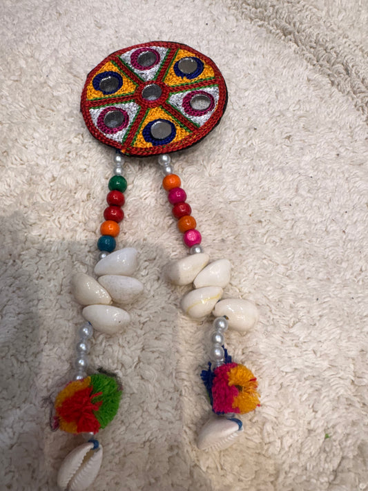 Multicolor Mirror & Cowrie Shell Hair Accessory