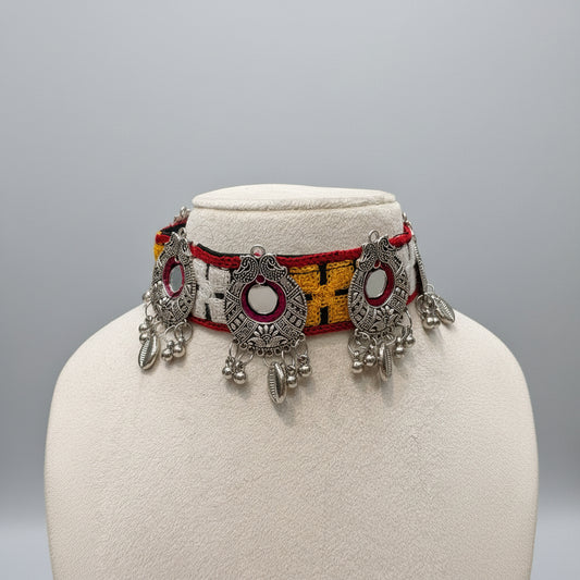 Multicolour Mirror Oxidised Handcrafted Choker